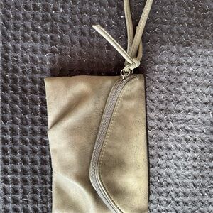 Maurices Olive Suede Wristlet Clutch